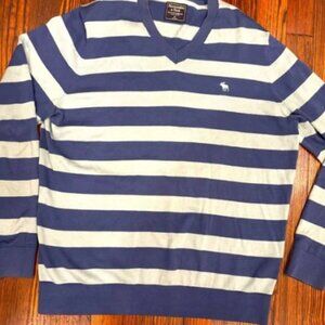 Abercrombie And Fitch NWOT VNeck Striped Sweater Men’s Size XL 100% Pima Cotton